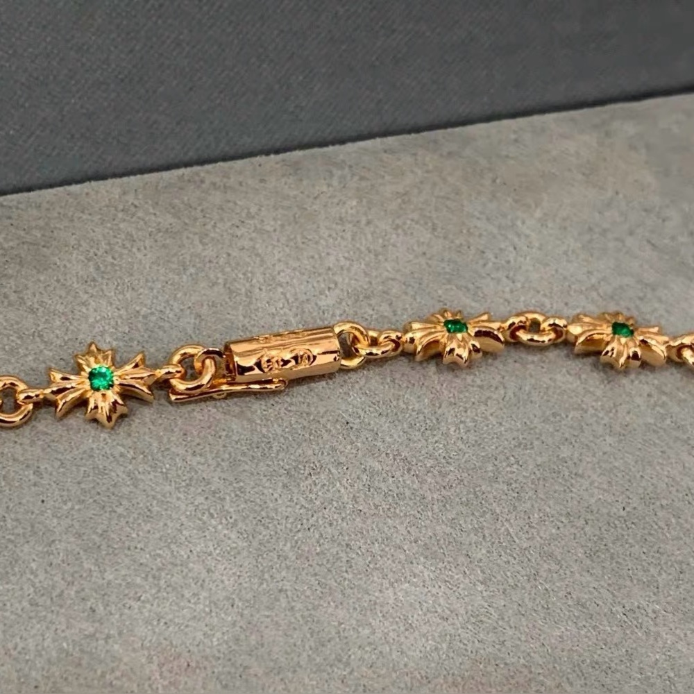 Unisex Green Diamond Cross Necklace